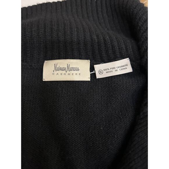 Neiman Marcus Cashmere Sweater Women Pullover SZXL Black Shawl Neck Classic - Picture 7 of 10